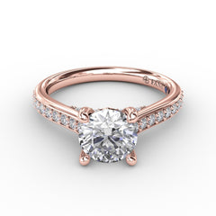 Classic Diamond Solitaire Engagement Ring With Diamond Band