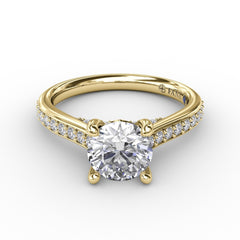 Classic Diamond Solitaire Engagement Ring With Diamond Band