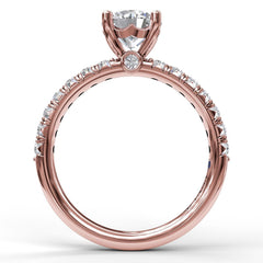 Classic French-Cut Pave Round Solitaire
