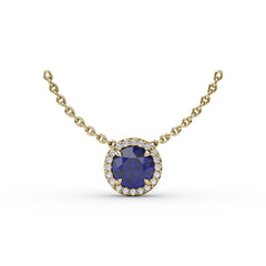 Classic Sapphire and Diamond Pendant Necklace 
