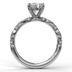 Classic Diamond Engagement Ring with Detailed Milgrain Band