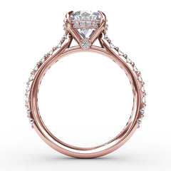 Classic Round Diamond Solitaire Engagement Ring With Hidden PavÃ© Halo