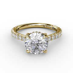 Classic Round Diamond Solitaire Engagement Ring With Hidden PavÃ© Halo