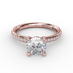 Classic Solitaire Engagement Ring With Diamond Band