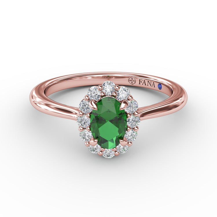 Blooming Halo Emerald and Diamond Ring 
