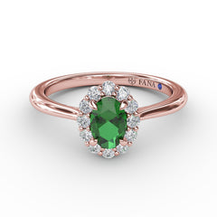 Blooming Halo Emerald and Diamond Ring 