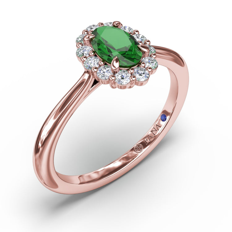 Blooming Halo Emerald and Diamond Ring 