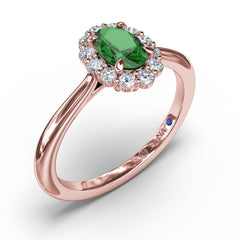 Blooming Halo Emerald and Diamond Ring 