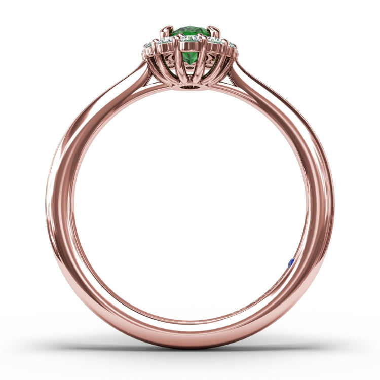 Blooming Halo Emerald and Diamond Ring 