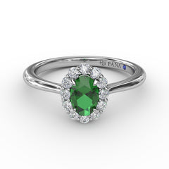 Blooming Halo Emerald and Diamond Ring 