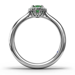 Blooming Halo Emerald and Diamond Ring 