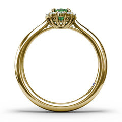 Blooming Halo Emerald and Diamond Ring 
