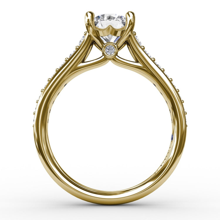 Classic Round Diamond Solitaire Engagement Ring With Diamond Band