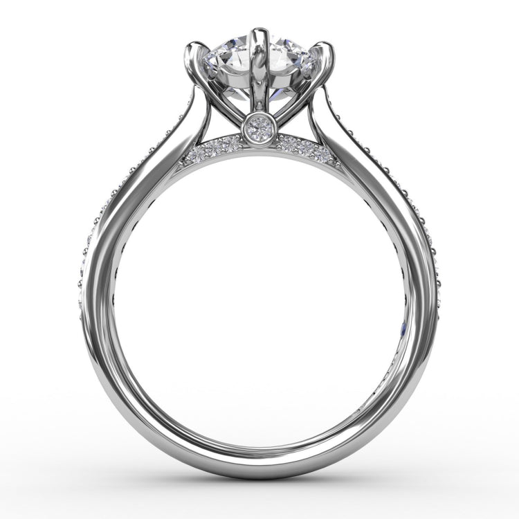 Contemporary Diamond Solitaire Engagement Ring With Tapered Diamond Band