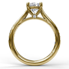 Cathedral Single Row Pave Engagement Ring