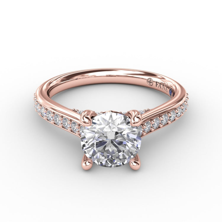 Classic Diamond Solitaire Engagement Ring With Diamond Band
