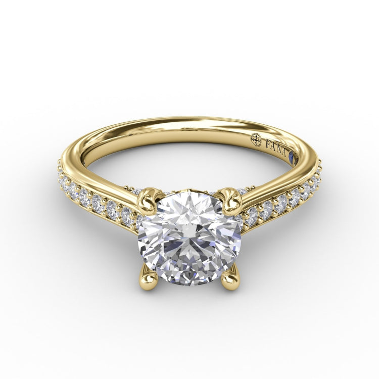 Classic Diamond Solitaire Engagement Ring With Diamond Band