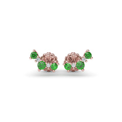 Five Stone Emerald and Diamond Climber Earrings