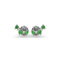 Five Stone Emerald and Diamond Climber Earrings