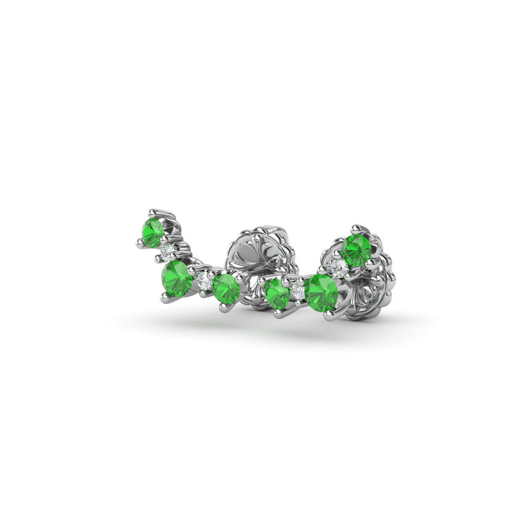 Five Stone Emerald and Diamond Climber Earrings