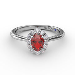 Blooming Halo Ruby and Diamond Ring 