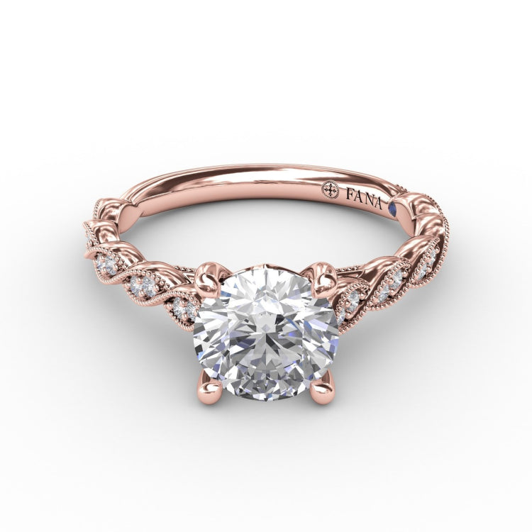 Classic Diamond Solitaire Engagement Ring With Diamond Twist Band