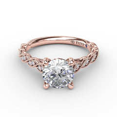 Classic Diamond Solitaire Engagement Ring With Diamond Twist Band