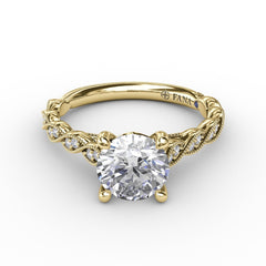 Classic Diamond Solitaire Engagement Ring With Diamond Twist Band