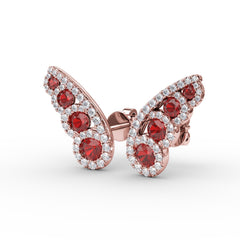 Butterfly Wing Ruby and Diamond Studs