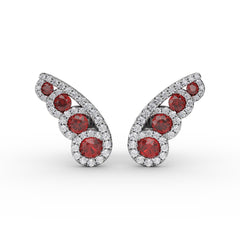 Butterfly Wing Ruby and Diamond Studs