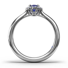 Blooming Halo Sapphire and Diamond Ring 