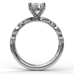 Classic Diamond Engagement Ring with Detailed Milgrain Band