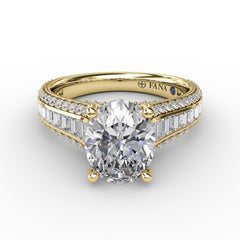 Oval Diamond Solitaire Engagement Ring With Baguettes and PavÃ©