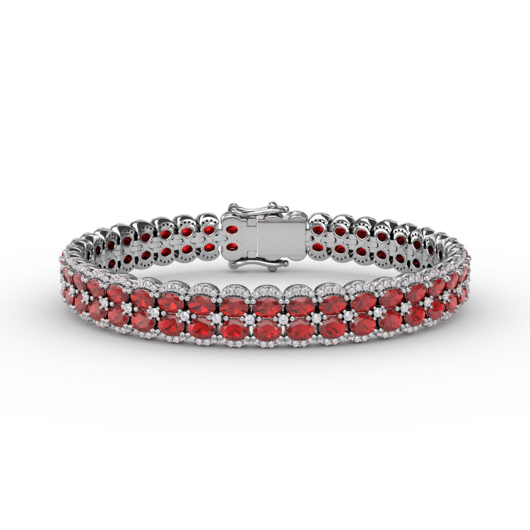 Double Oval Ruby and Diamond Bracelet