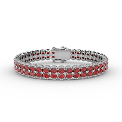 Double Oval Ruby and Diamond Bracelet