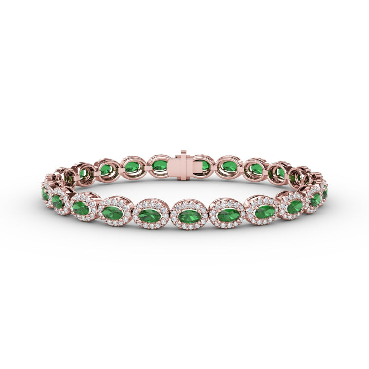 Striking Oval Emerald and Diamond Bracelet