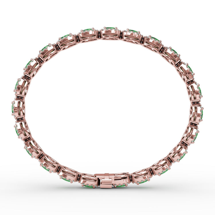 Striking Oval Emerald and Diamond Bracelet