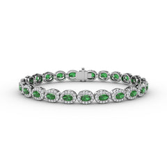Striking Oval Emerald and Diamond Bracelet