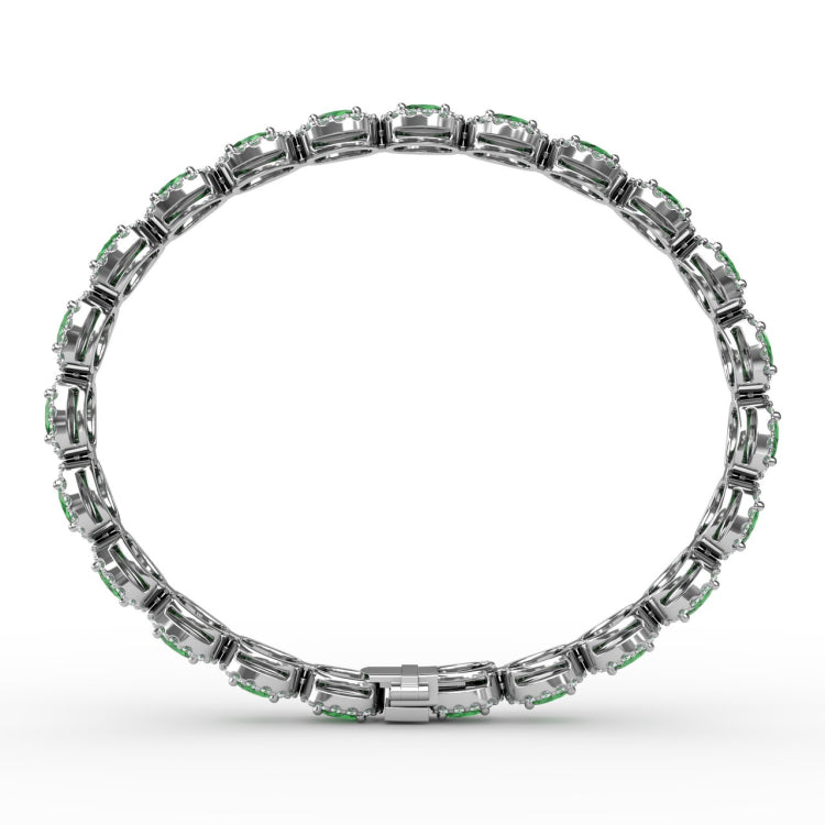 Striking Oval Emerald and Diamond Bracelet