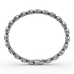 Striking Oval Emerald and Diamond Bracelet
