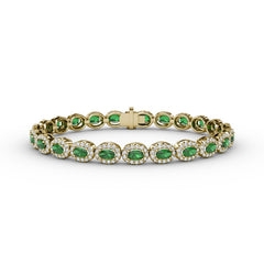 Striking Oval Emerald and Diamond Bracelet
