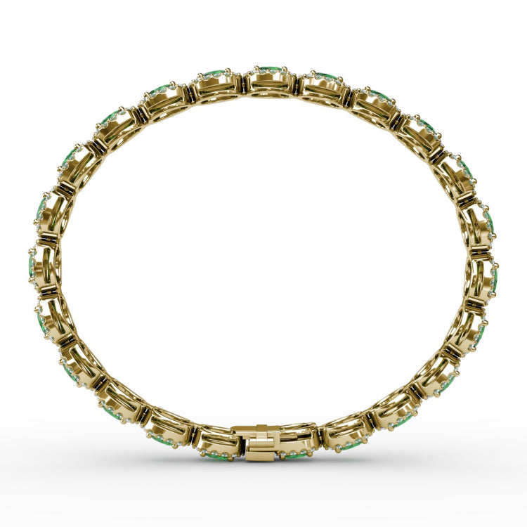 Striking Oval Emerald and Diamond Bracelet