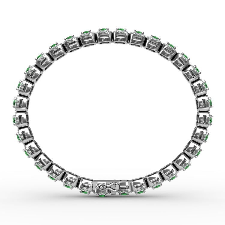 Cushion Cut Emerald and Diamond Bracelet