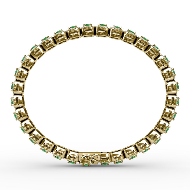 Cushion Cut Emerald and Diamond Bracelet
