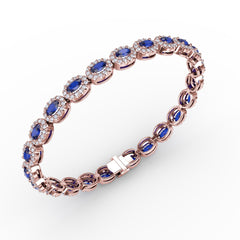 Striking Oval Sapphire and Diamond Bracelet
