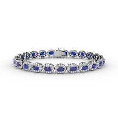 Striking Oval Sapphire and Diamond Bracelet