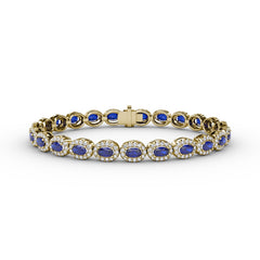 Striking Oval Sapphire and Diamond Bracelet