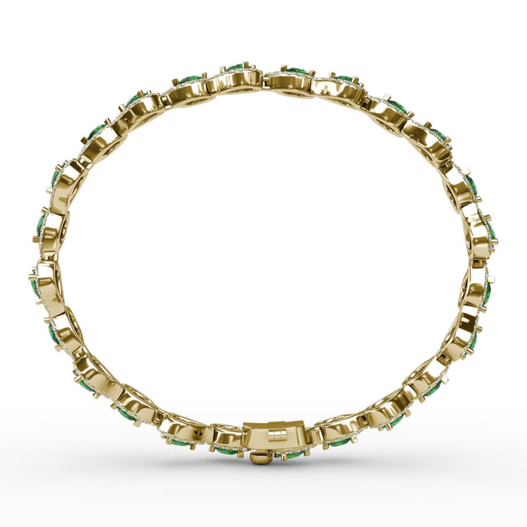 Decorated Emerald and Diamond Bracelet 