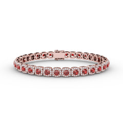 Cushion Cut Ruby and Diamond Bracelet