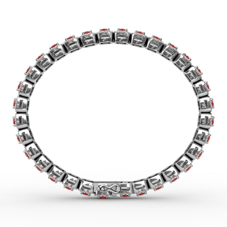Cushion Cut Ruby and Diamond Bracelet